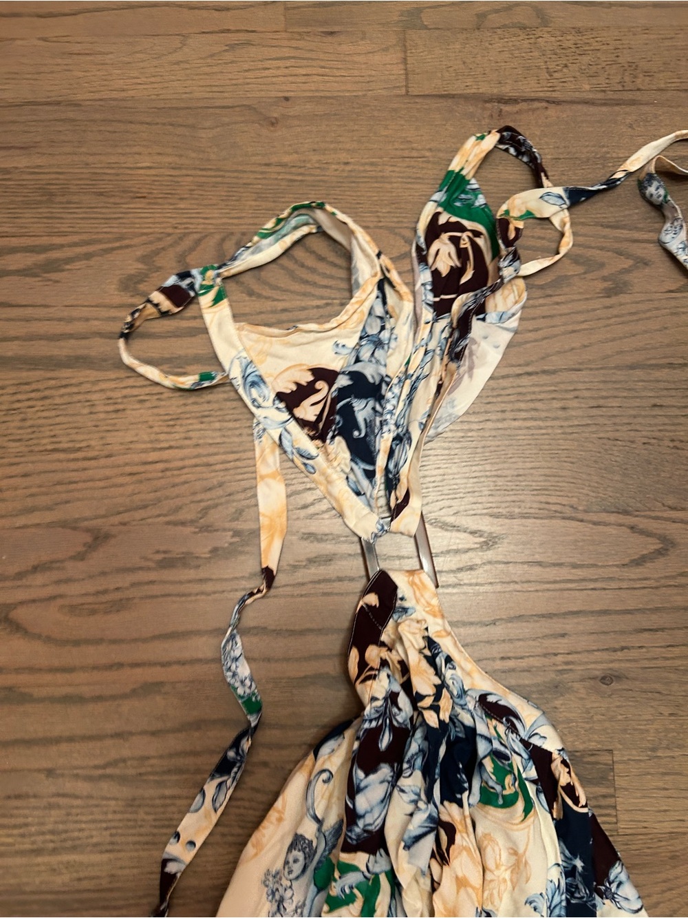 Agua Bendita Gillian Cardumen Mini Dress Cream Blue Boho Floral Cutout Size m - Picture 12 of 15